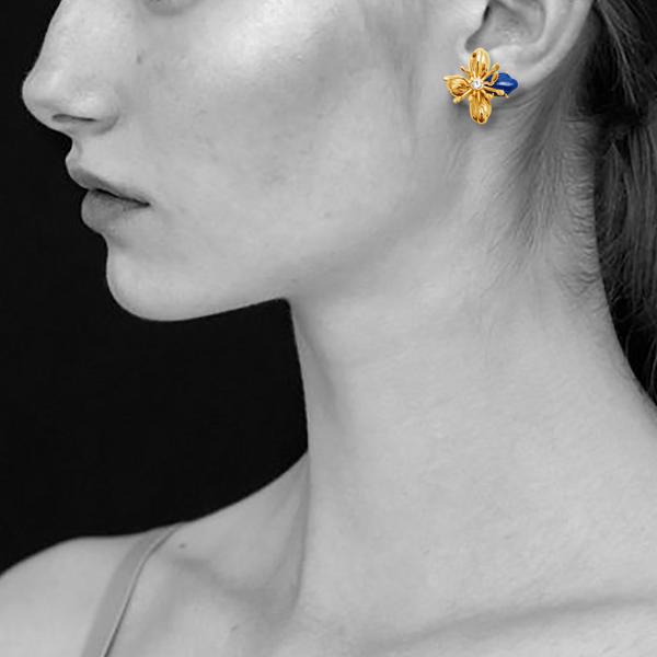 Midnight Bloom Earrings_14KYG