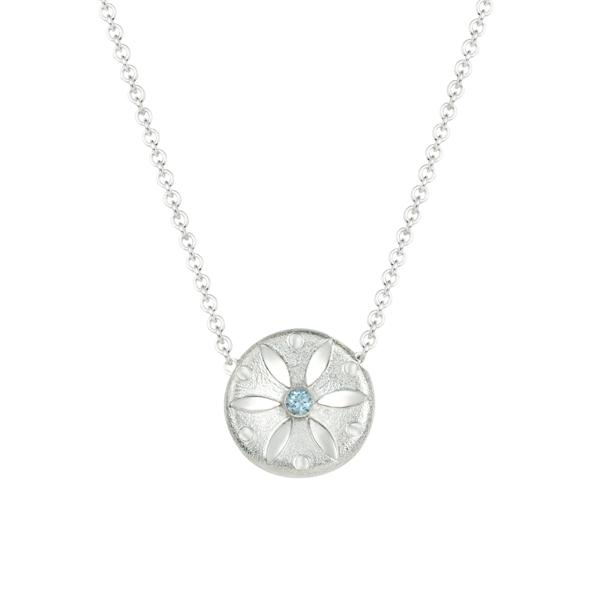 Sliding Round Pendant with a Natural Topaz/ Solid Cable Chain