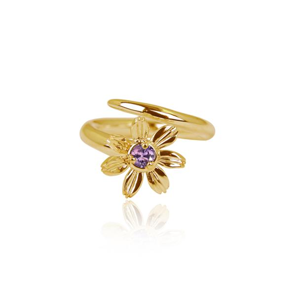 Petite Wildflower Pinky Ring_14KYG_ Purple Sapphire