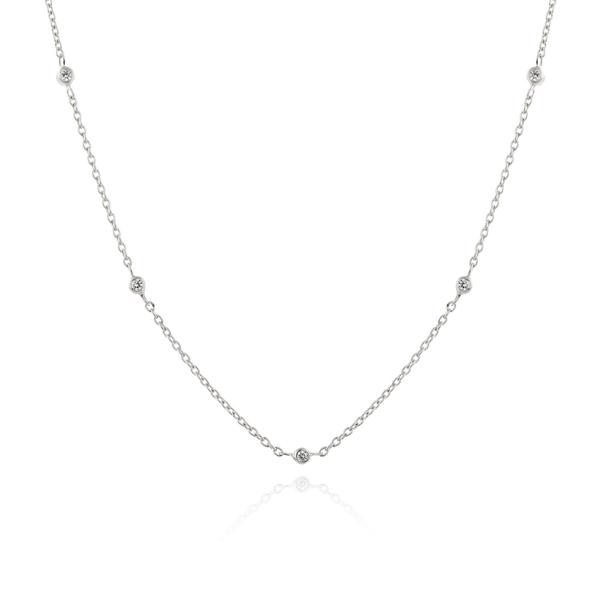 Halo Diamond Necklace - Sterling Silver