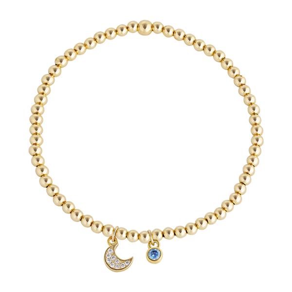 Moon Drop Charm on a Gold-filled Beaded Bracelet