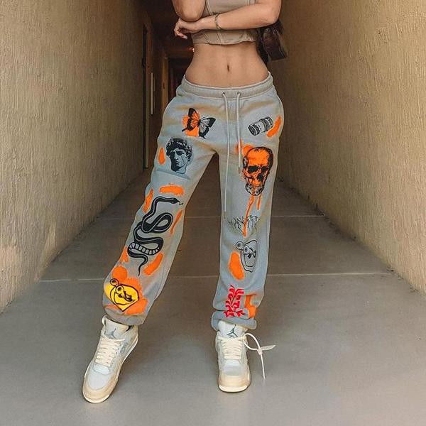 Womens  stylish graphic JOGGER PANTS with back logo  print