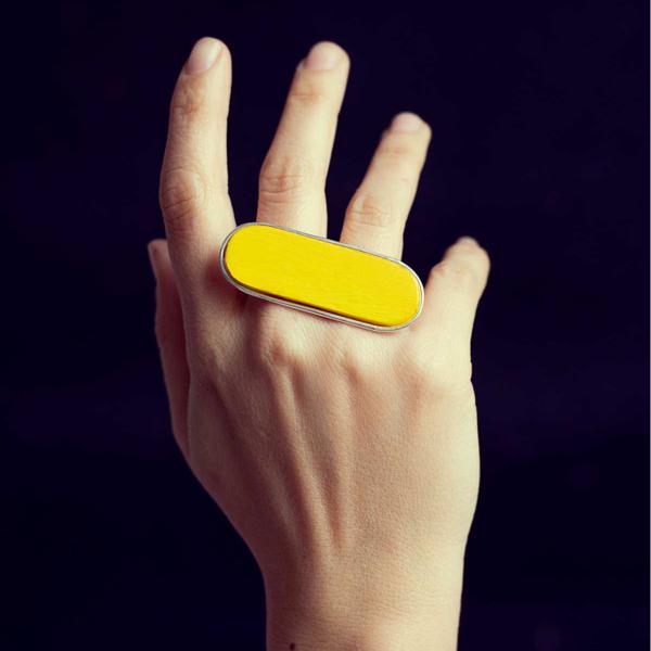 Aptera Ring – Sterling Silver Ecosilver – Yellow