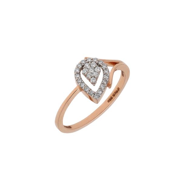 Heart Shape 18K Rose Gold Diamond Ring (Size 13)