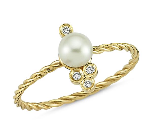 Nirvana Diamond and Pearl Cable Ring