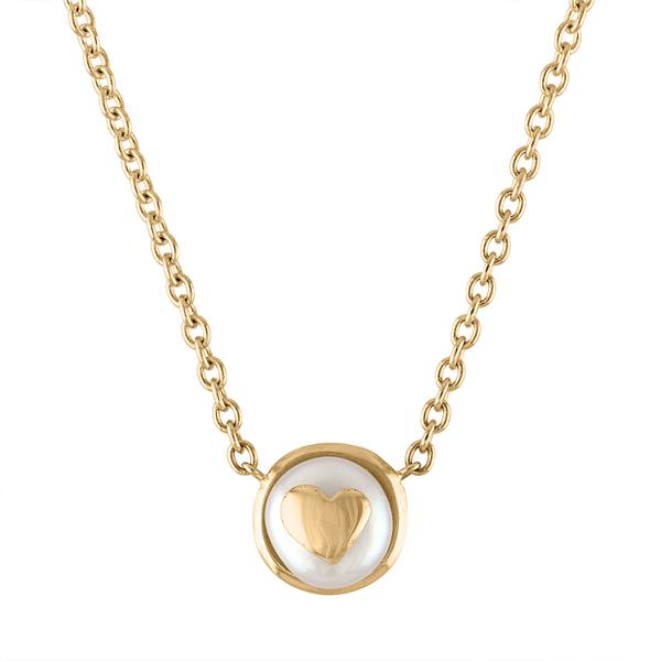 Heart on Pearl Gold  Necklace