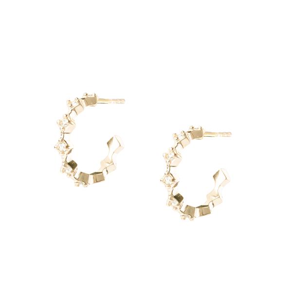 Rhombus Hoops Earrings - Gold Plated