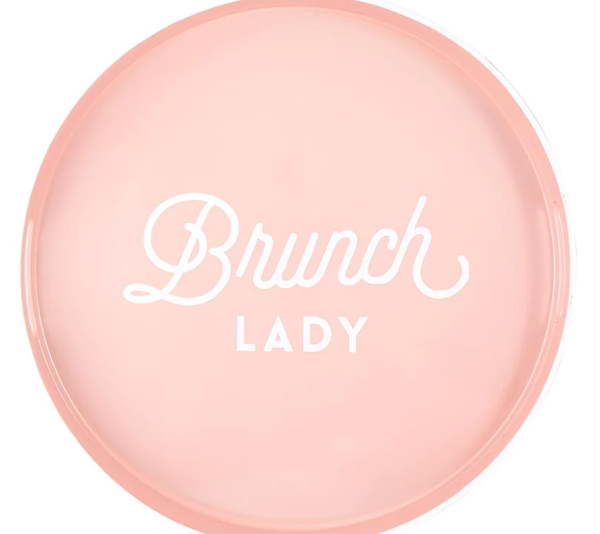 Brunch Lady Round Bar Tray | Serving Tray with Handles | 13.5" Diamete