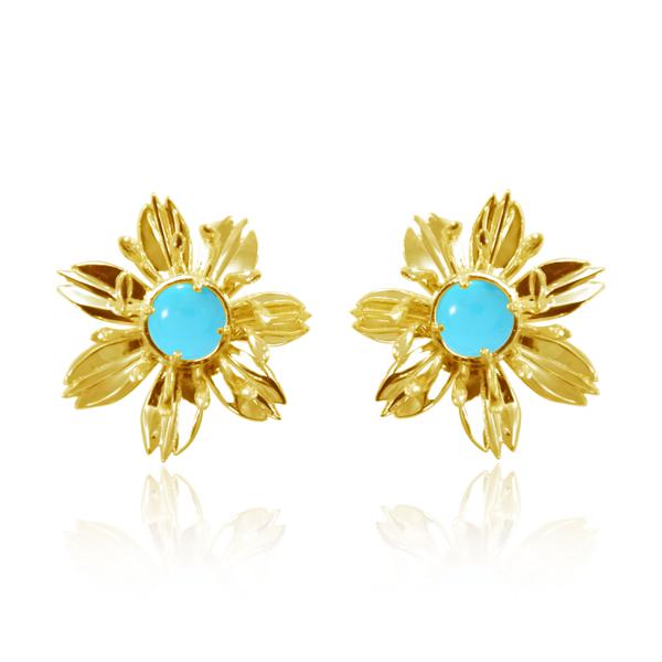 Moonlit Flower Earrings LRG_14KYG  _Turquoise