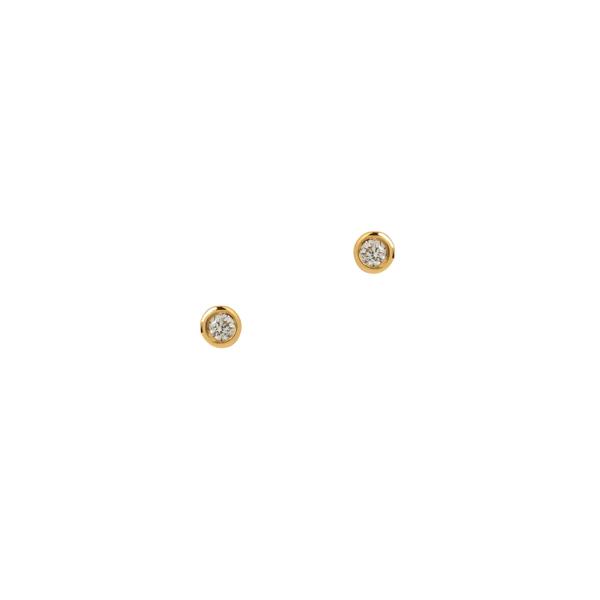 Diamond Tiny Tube Studs - 18k Gold Plated