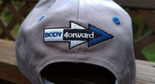 Grey Baseball Cap with "b4" front logo and "arrow" logo on back.