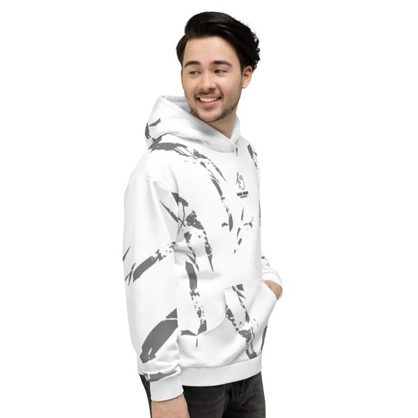 Marbled SLOTH Hoodie - Charcoal and White