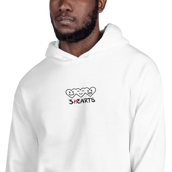 3HEARTS Embroidered Center  Unisex Hoodie