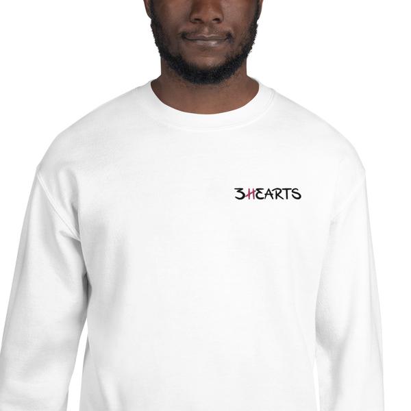3HEARTS White Unisex Embroidered Left Sweatshirt