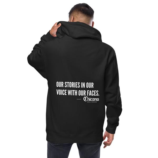 Unisex fleece zip up hoodie with slogan