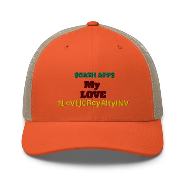 CASH APP MY LOVE TO YOU "ROYAL CAMP GEAR" Trucker Cap