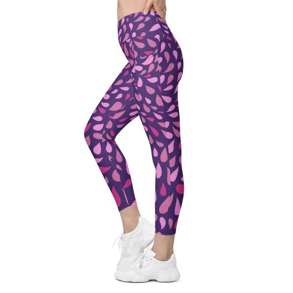 Purple stylish crossover leggings with pockets