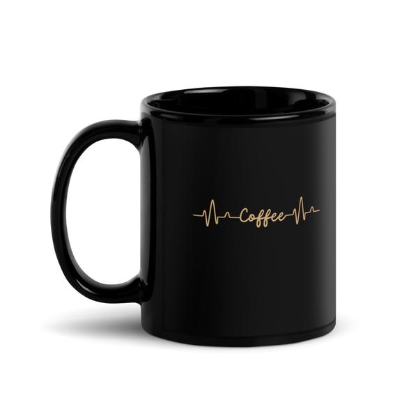 Black Glossy "Heartbeat" Coffee Mug