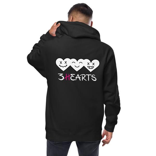 3HEARTS Unisex fleece zip up hoodie - BLACK
