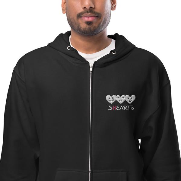 3HEARTS Unisex fleece zip up hoodie