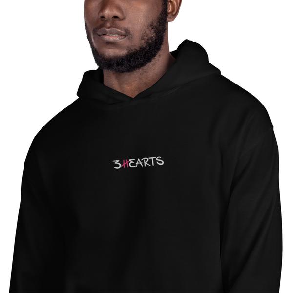 3HEARTS Embroidered Center Unisex Hoodie