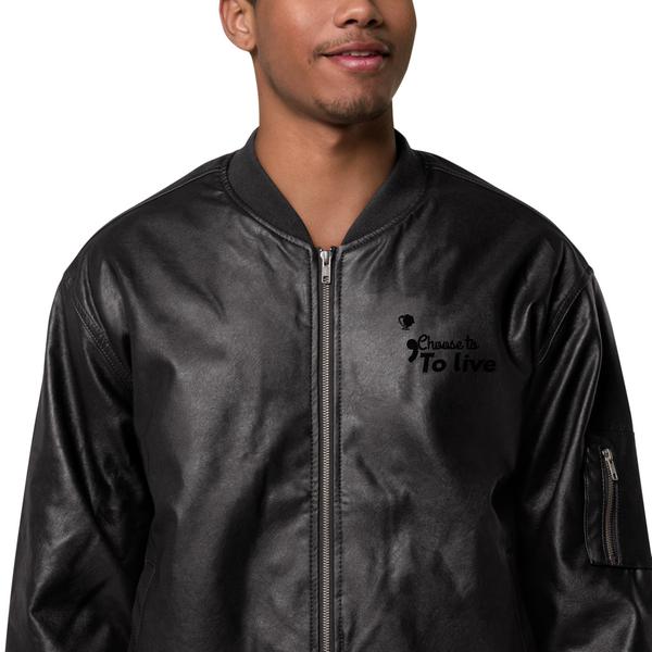 ;Choose to live Leather Bomber Jacket