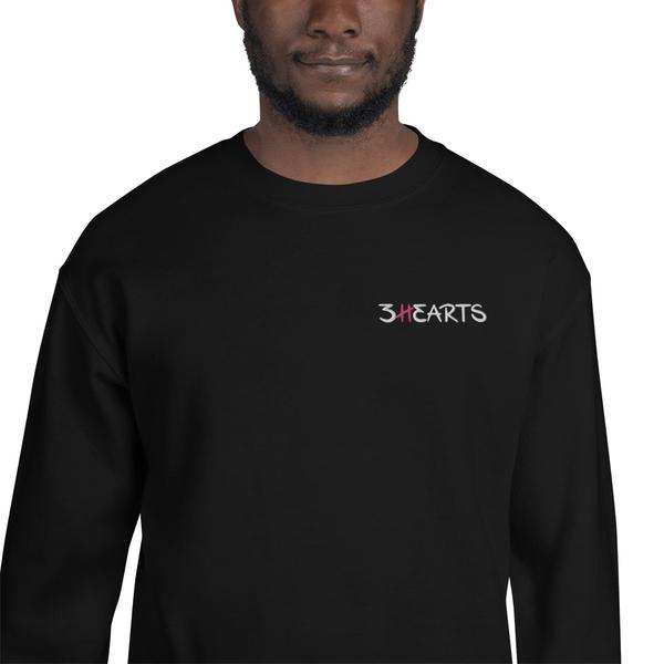 3HEARTS Black Unisex Embroidered Left Sweatshirt