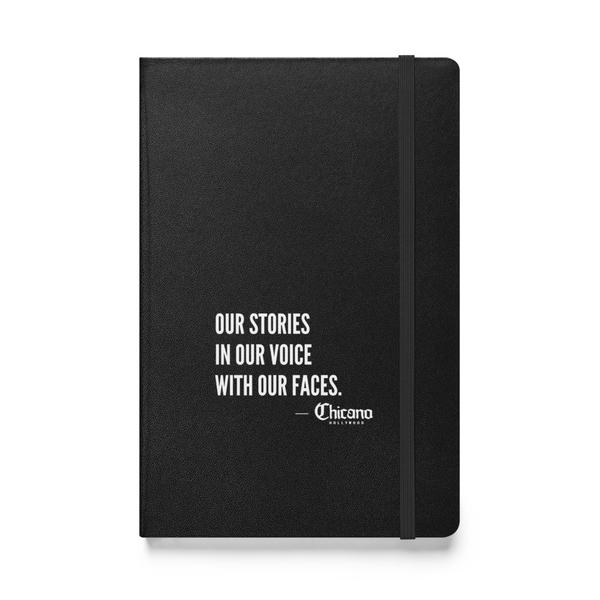 Hardcover bound notebook with slogan